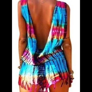 Rat and Boa Tie Dye Low Back Romper
